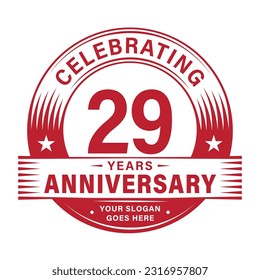 29 years anniversary celebration design template. 29th logo vector illustrations