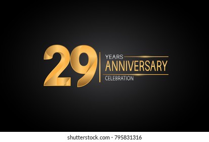 29 years anniversary celebration design with silver and gold color composition isolated on black background 