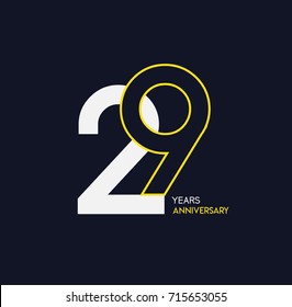 29 years anniversary celebration linked number logo, isolated on dark background