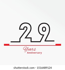 29 years anniversary celebration logotype. anniversary logo with red, white and black color isolated on white background, vector design for celebration, invitation card, and greeting card