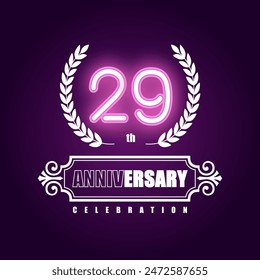 29 años celebración de aniversario Vector Plantilla diseño ilustración