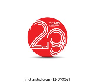 29 years anniversary design with labyrinth style inside red circle for celebration 