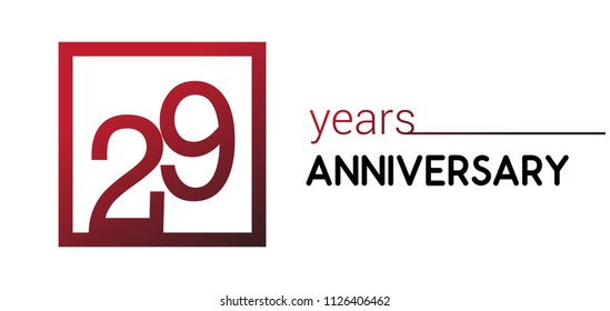29 years anniversary design logotype with red color in square isolated on white background for anniversary celebration 
