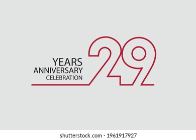 29 years anniversary design with simple line red color isolated on white background for celebration
