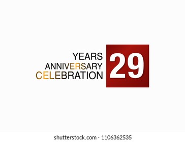29 years anniversary design with white number colored inside red square for celebration event