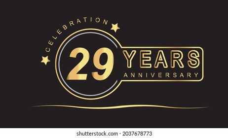 29 years anniversary golden and silver color with circle ring isolated on black background for anniversary celebration event luxury vector