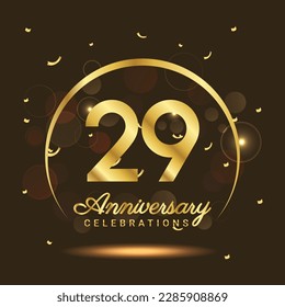 29 years anniversary Half moon anniversary with confetti and a light gold effect on a black and brown background