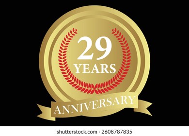 29 years anniversary icon with laurel wreath and number, vector illustration.