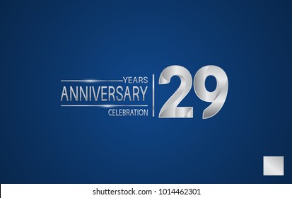 29 years anniversary logo with elegance silver color isolated on blue background for celebration event