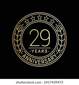 29 years anniversary logo template. 29th line art vector and illustration.