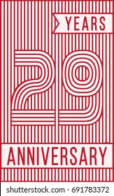 29 years anniversary logo. Vector and illustration. Line art anniversary design template.