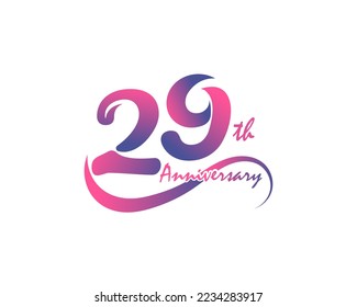 29 years anniversary logotype. 29th Anniversary template design for Creative poster, flyer, leaflet, invitation card
