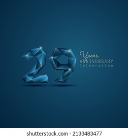 29 years anniversary logotype with blue low poly style. Vector Template Design Illustration.