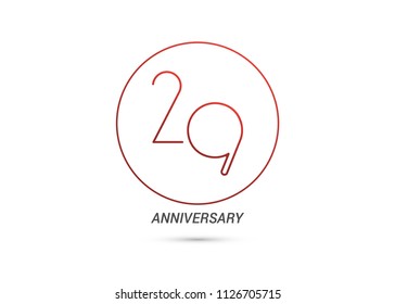 29 Years Anniversary logotype with rounded and simple red colored font numbers isolated on white background for company celebration event, birthday