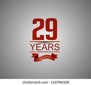 29 years anniversary logotype simple design with red ribbon for celebration purpose