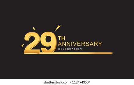 29 years anniversary logotype with single line golden and golden confetti for anniversary celebration
