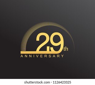 29 years anniversary logotype with single line golden color and golden ring for anniversary celebration
