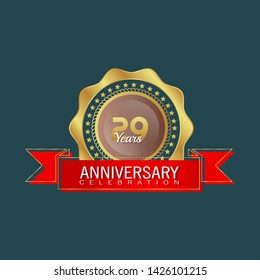 29 years anniversary - modern design celebrating. 29 years anniversary celebration simple logo. ribbon,balloon, gold emblem 