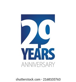 29 Years Anniversary negative space numbers blue white logo icon banner