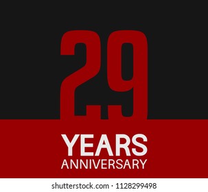 29 years anniversary simple design red number on black background for celebration template