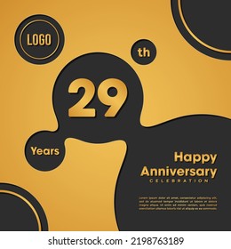 29 Years Anniversary template design. Golden Anniversary, vector illustration.
