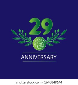 29 Years anniversary. Vector design greeting card with decorative floral for celebration