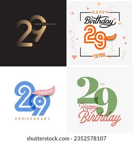 29 years anniversary vector number icon, birthday logo label, anniversary design