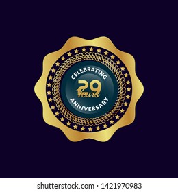 29 years birthday celebration logo. golden 29th anniversary logo.designed for celebration card, greeting card and invitation card.gold emblem