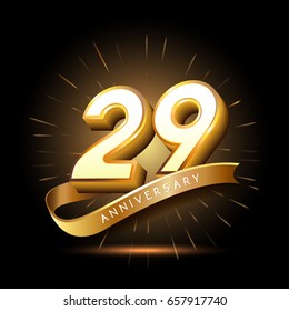 29 years golden anniversary logo celebration with firework and ribbon