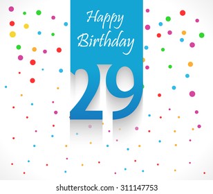 29 Years Happy Birthday Background Card Stock Vector (Royalty Free ...