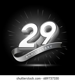 29 years silver anniversary logo celebration with firework and ribbon