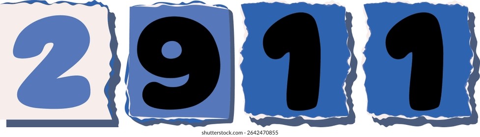 2911 Retro torn paper number Design art