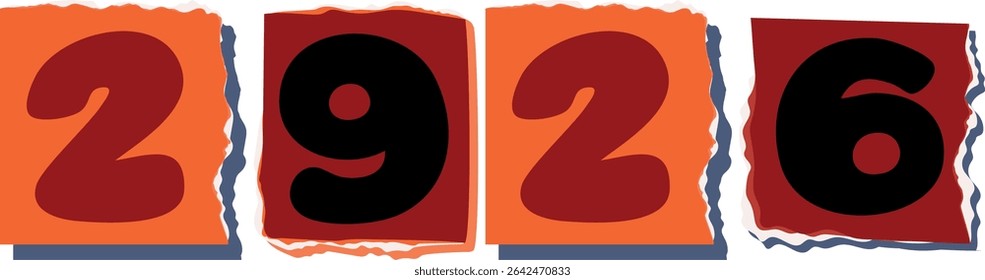 2926 Retro torn paper number Design art