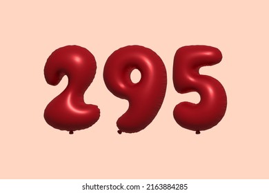 295 3D-Ballon aus realistischem metallischem Luftballon 3D Rendering. 3D Rote Helium Ballons zum Verkauf Dekoration Party Geburtstag, Feiertag Jubiläum, Hochzeitsfeiertag. Vektorgrafik