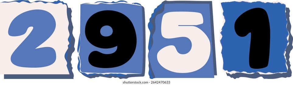 2951 Retro torn paper number Design art