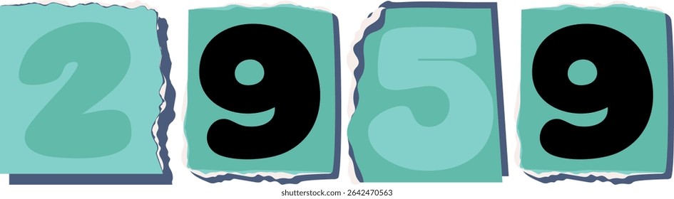 2959 Retro torn paper number Design art