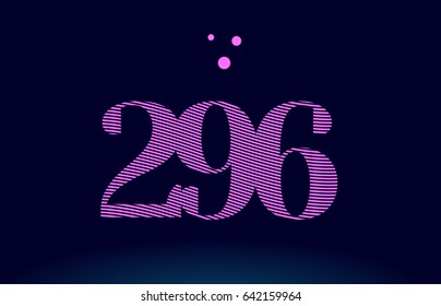 296 number digit logo pink line stripes magenta purple blue font creative text dots company vector icon design