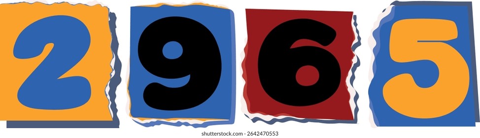 2965 Retro torn paper number Design art