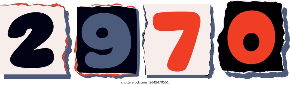 2970 Retro torn paper number Design art