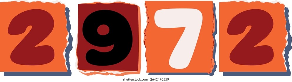 2972 Retro torn paper number Design art