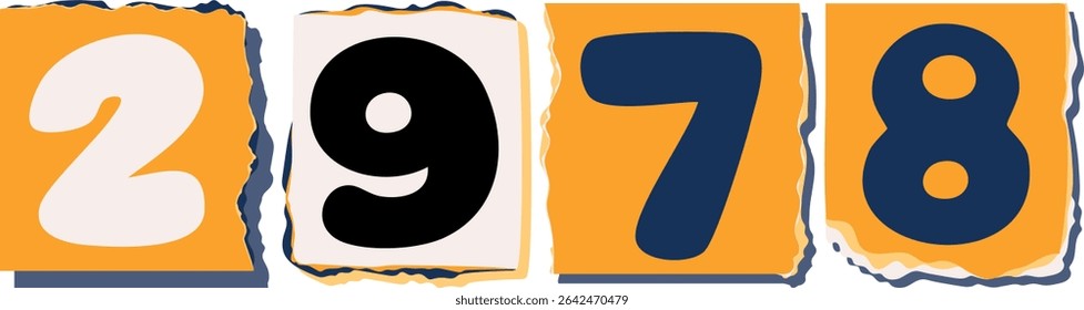 2978 Retro torn paper number Design art