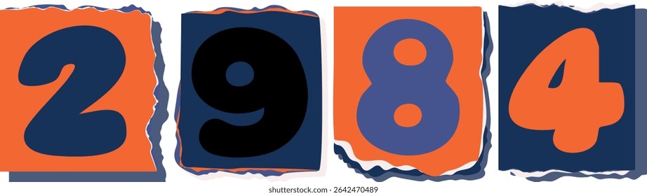2984 Retro torn paper number Design art