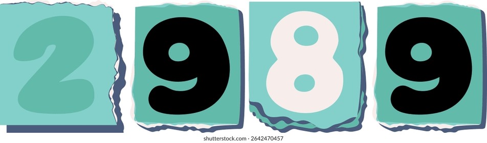 2989 Retro torn paper number Design art