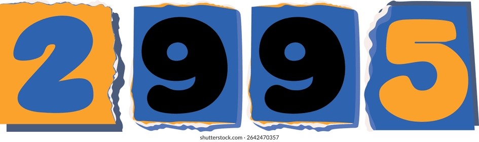 2995 Retro torn paper number Design art