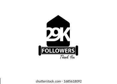 29K, 29.000 Followers Thank you. Sign Ribbon All Black space vector illustration on White background - Vector