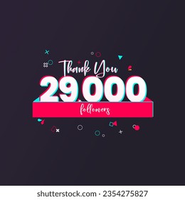 29K followers banner for social media followers and subscribers. Thank you 29 thousand followers vector template for network, social media friends and subscribers.