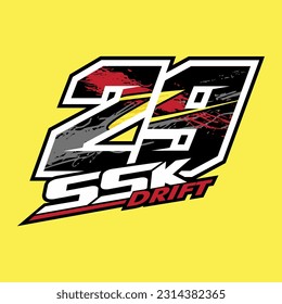 29.Racing number, racing number start, sport racing number in abstract style vector illustration, isolated on yellow background