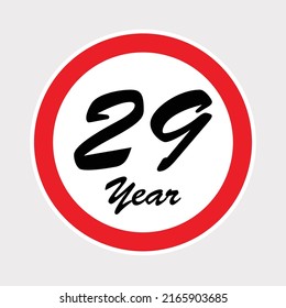29st anniversary celebration with red ring on gray isolated background