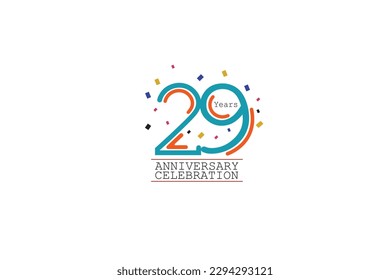 29th, 29 years, 29 year anniversary 2 colors blue and orange on white background abstract style logotype, vector design for celebration vector