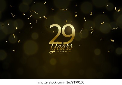 29th anniversary background with illustrations of golden figures of light effects and the writing below.